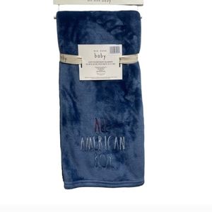 Rae Dunn All American Boy Baby Blue Blanket